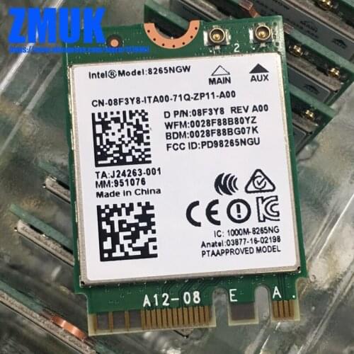 Int Wireless-AC 18265NGW + Bluetooth WiFi Card,P/N 8F3Y8 CN-08F3Y8