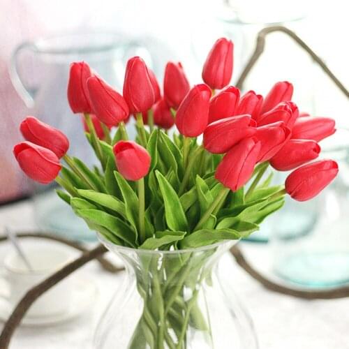20Pcs Tulips Artificial Flowers Real touch PU artificiales para decora Bouquet Tulip for Home Wedding decoration Flower