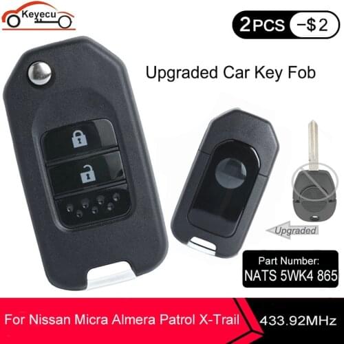 KEYECU Upgrade Flip Remote Key 434MHZ 4D60 for Nissan Almera Micra Primera Patrol X-Trail Terrano Pulsar Navara Tino NSN14 Blade