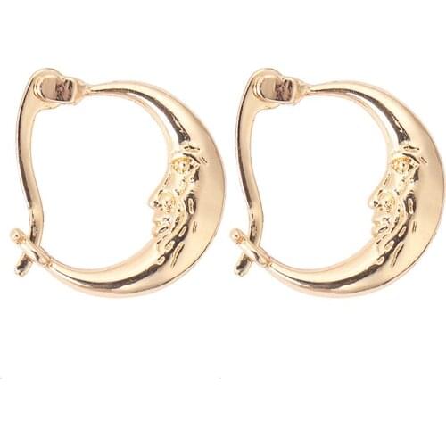 Classics Moon Hoop Earring Face Abstract Style Lady Earring Crescent Moon Hoop Earrings Bohemian Jewelry Lady Daily Wear