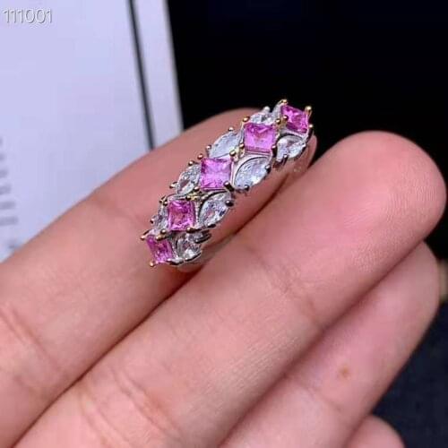 Natural Sri Lanka Ceylon Pink Sapphire Ring Fine Jewelry 4mm