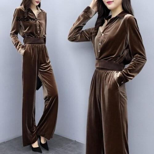 Velvet Women Tracksuit Long Sleeve Sweatshirt Tops Pants 2 Two Piece Set Casual Fashion Spring Autumn Clothing Female Track Suit