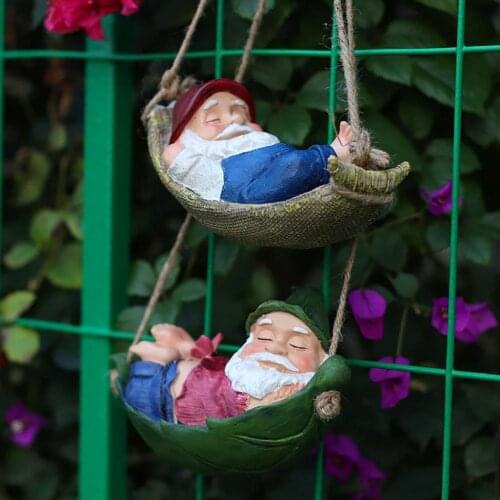 Creative Resin Lying Santa Claus Statue Garden On the Tree Pendant Elf Shape Landscaping Hanging Ornament for Home Decoration