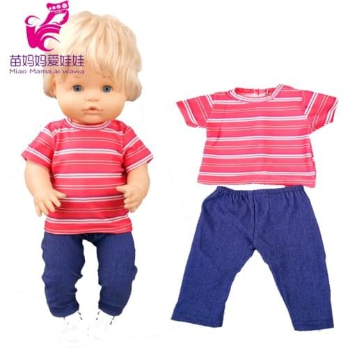 40cm Doll clothes for Nenuco red shirt Ropa y su Hermanita 16" baby doll costumes toys stripe shirt