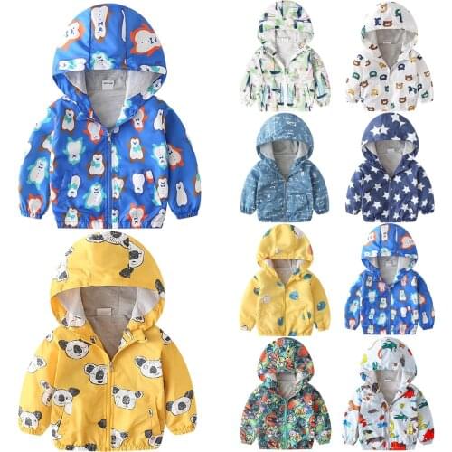 Jacket for girls winter coat Toddler Kids Baby Grils Boys Cartoon Print Jacket Zipper Hooded Windproof Coat детская одежда