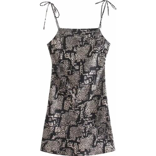 Summer Womens Fashion Slim Print Mini Dress Sexy Black Sling Skirt