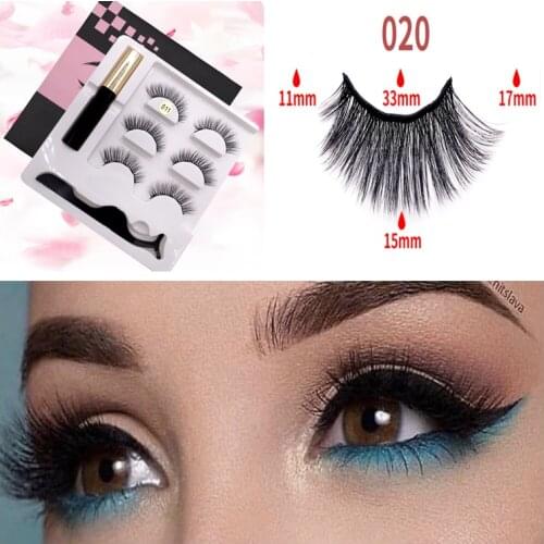 Magnetic Eyelashes 3 pairs 3D False Mink Eyelashes Magnet Lashes Magnetic Eyeliner &Tweezer Set Makeup 5 Magnets
