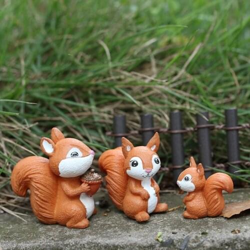 1PC Squirrel Figurine Miniature Animal Toy Fairy Garden Micro Landscape DIY Handicraft Little Ornament Home Decor Accessories