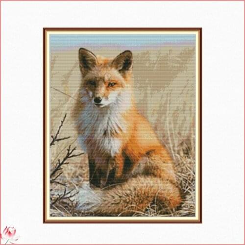 The Fox Printed Cross Stitch Kit 14CT 11CT Canvas DIY Character Pattern Needlework Embroidery Kit Home Decoration Painting