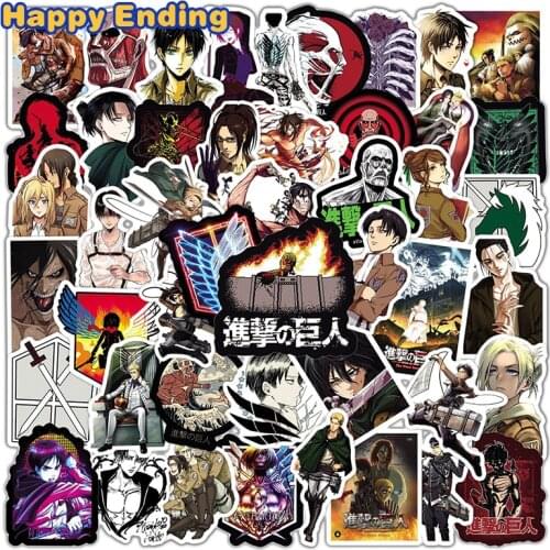 10/30/50Pcs Attack On Titan Anime Stickers Eren Jaeger Sticker For Motorcycle Luggage Guitar Skateboard Waterproof Funny Cartoon