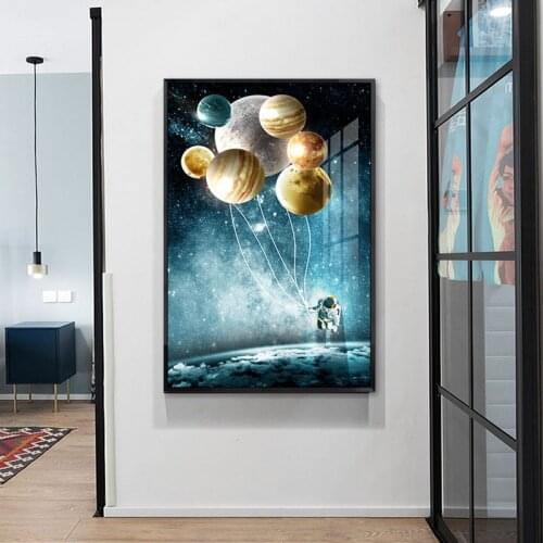 Wall Art Canvas Painting Astronaut Space Fantasy Planet Balloon Posters and Prints Nordic Abstract Wall Pictures For Home Decor