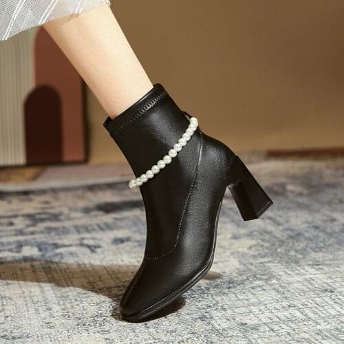 2021 Autumn and Winter New Style Side Zipper Womens Boots Korean Style Low Tube Bare Boots Square Toe Fashion Short Boots