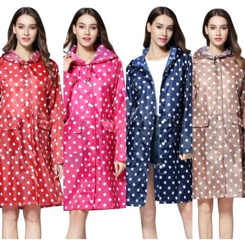 New Arrival Fashion Cute Dots Raincoat Women Poncho Waterproof Rain Wear Outdoor Coat Jacket Suit Wholesale Dropshipping