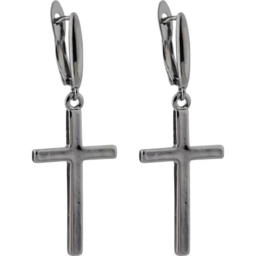 New Fashion Cool Gothic Exaggerated Punk Black Cross Metal Tassel Long Earring for Women Party Girls Gifts