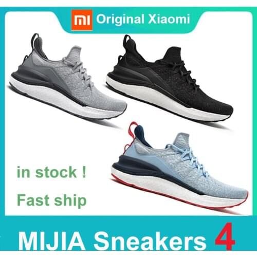 Original Xiaomi Mijia Sneakers 4 Mens Outdoor Sports Uni-moulding 4D Fishbone Lock System Knitting Upper Men Running Shoes