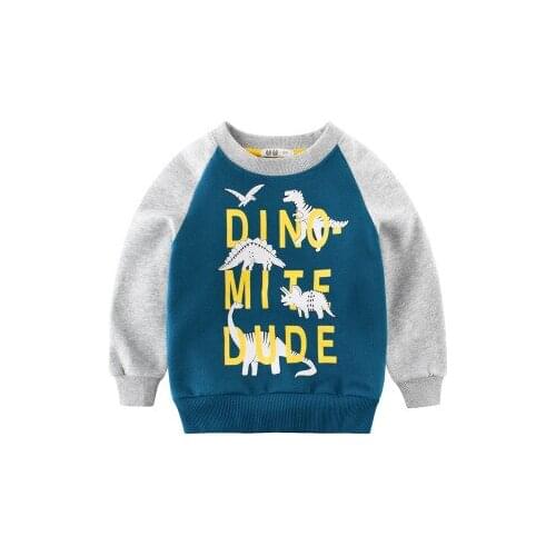 3-8Y Kids Boy Cartoon Dinosaur Printed T-shirt Baby Boys Long Sleeve Tshirt Kids Girl Cotton Tees Tops Clothes Children Clothing