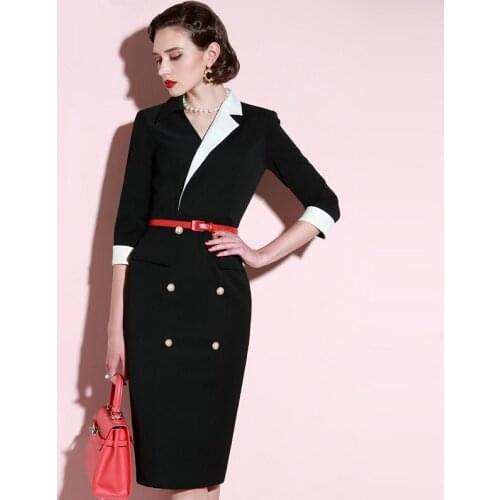 High End Celebrity Black Professional Dress WomenS Waist Shows Thin Temperament New Autumn And Winter Banquet Dress