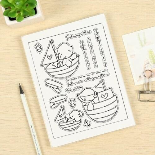 T84E Transparent Silicone Sailing Bear Clear Stamps Elegant Card Making Stamps for Card Making Decoration and DIY Scrapbooking