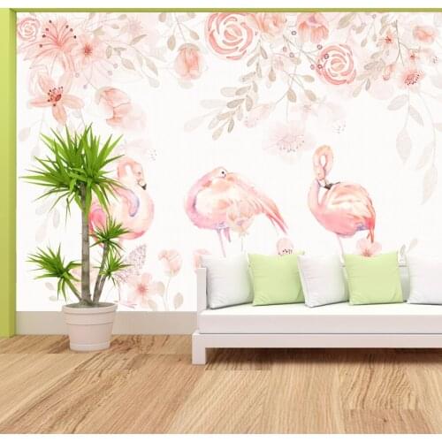 Pink Flamingo Flowers Nordic Wallpapers for Living Room Bed Walls In Rolls Sticker Contact Background Peel and Stick Home Decor