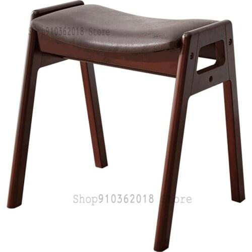 Nordic Solid Wood Stool Dining Stool Square Stool Simple Modern Home Fashion Dressing Stool Creative Living Room Small Bench Cha