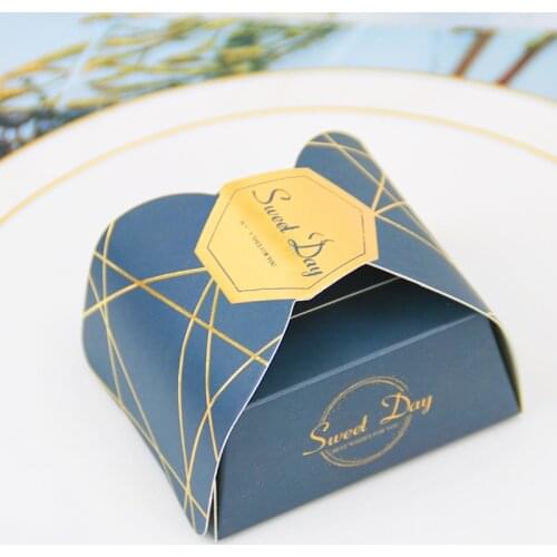 Sweet Party Blue Candy Box Paper Gift Boxes for Baby Shower Favor Kids Birthday Party Packaging Box Wedding Decoration