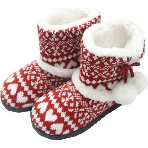 Suihyung New Winter Indoor shoes Ankle Boots Plus Cashmere Warm Flat Booties Ladies Home Slip On Plush Snow Boots Knitting Botas