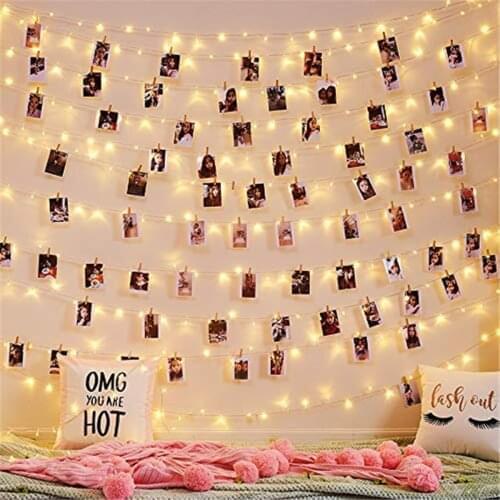 Photo Clip Holder LED String lights 3/5M 10M Battery Power Home Decoration for Party Xmas Wedding Fairy Lights Christmas Garland