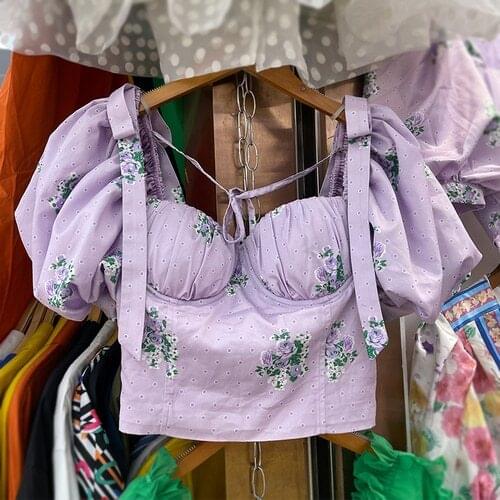 Elegant Sexy Blouses Womens Slim Fit Chest-Wrapped Shirt 2021 Summer New Lantern Short Sleeve All-Matching Fashion Blusas Top