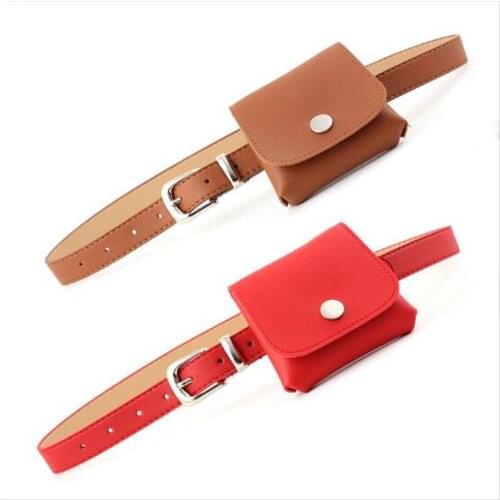 2018 New Designer Ladeis Red White Pink Wide Leather Fanny Pack Waist Bag Belts for Women Cinturones Mujeres Girdle with Bag