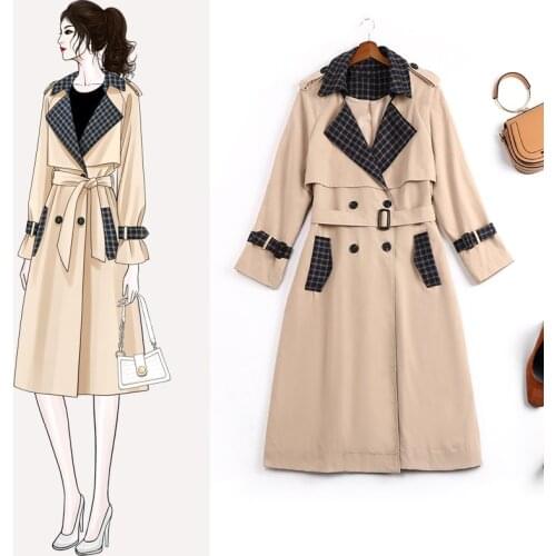 Large Size Temperament Long for Women Jacket Manteau Femme 2020 Autumn New Mid-length Shein Womens Coat Outerwear Trench 8990