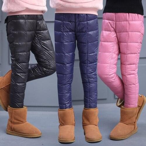 2021 Winter Girls Pants Down Cotton Teenage Boys Children Warm Skinny Leggings Kids Clothing Windproof Waterproof Snow Trousers