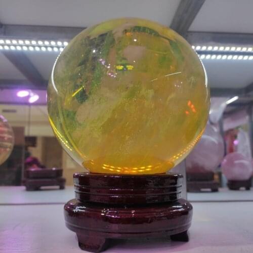 1pcs Natural quartz crystal yellow smelting stone crystal ball handicraft living room decoration