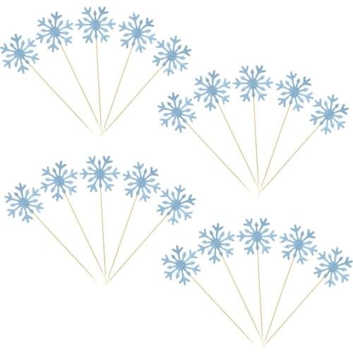 10pcs Christmas Snowflake Cupcake Toppers Insert Baby Girl Birthday Party Decor Kids Christmas Cake Accessories Supplies