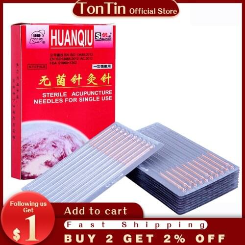 100pcs/box Acupuncture Needle Disposable Needle Acupuncture Beauty Massage Needle health care healthcare red copper handle