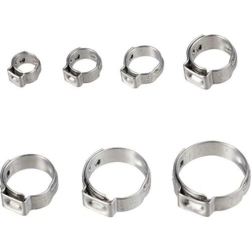 130Pcs Single Ear Hose Clamps 7 Sizes Stainless Steel Water Pipe Hose Clamp Assorted Set for Sealing All Kinds of Hose