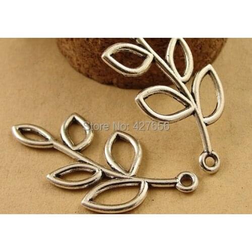50pcs 19mmx41mm Antique Silver tone/Antique Bronze Hollow Peace Branch & Leaves Connector Pendant Charm/Finding,DIY Accessory