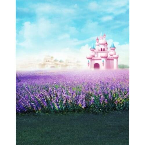 5x7ft Purple Flowers Castle Photography Backdrops Photo Props Studio Background