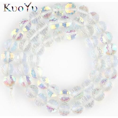 6/8/10mm Faceted White MoonStone Glitter Shiny Crystal Beads Round Loose Spacer Beads For Jewelry Making DIY Bracelets 15"Strand