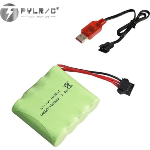 7.4V 1000mAh 2S rechargeable battery and charger For DE36W 1:16RC Off-Road 4WD High-Speed Climbing Drift Racing toy accessories