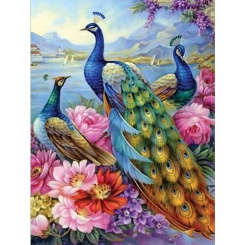 5D DIY Diamond Painting Peacock Cross Stitch Full Square Diamond Embroidery Animals Mosaic Picture of Rhinestones Home Decor