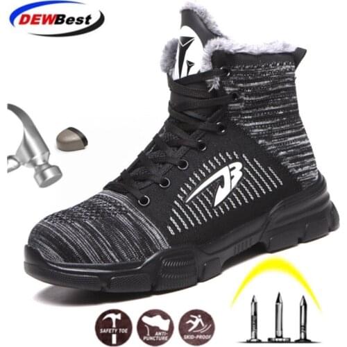 DEWBEST Ankle Boots Men&Women Warm Winter Work Safety Shoes A Fashion Casual Shoes Lace-Up Waterproof Work Tooling Safety Boots