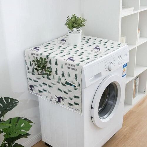 Geometric Rhombus Washing Machine Dust Covers Refrigerator Cotton Dust Covers with Pocketed Dust Covers Home Cleaning