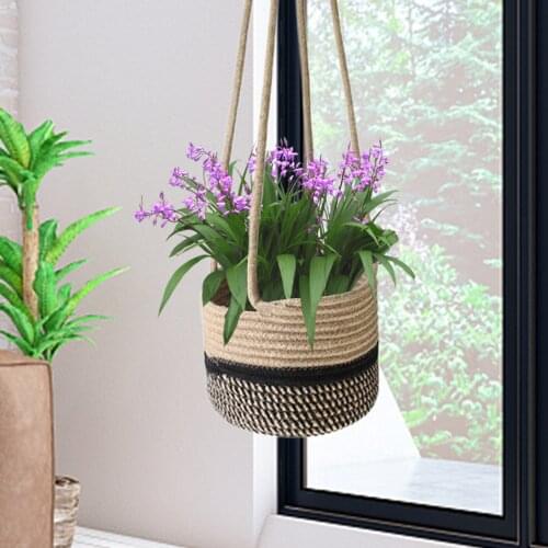 Garden Plant Pot Hangers Rope Hanging Planter Woven Hanging Planter Basket Nordic Plants Hanger Woven Flower Holder 2021 NEW