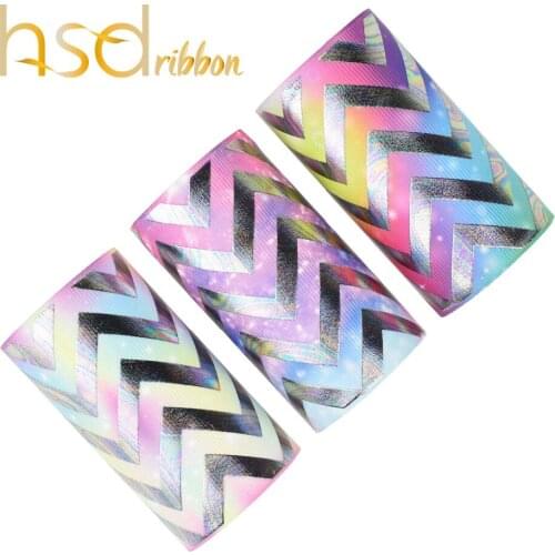 HSDRibbon 75mm 3inch custom Geometry Foil Printed on Solid Grosgrain Ribbon 50Yards/Roll