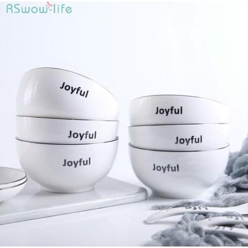 Ceramic Bowl Creative Salad Household Rice Bowls Soup Nordic Tableware Ceramic Plates Set Dinnerware Traditional Chinese Kitchen