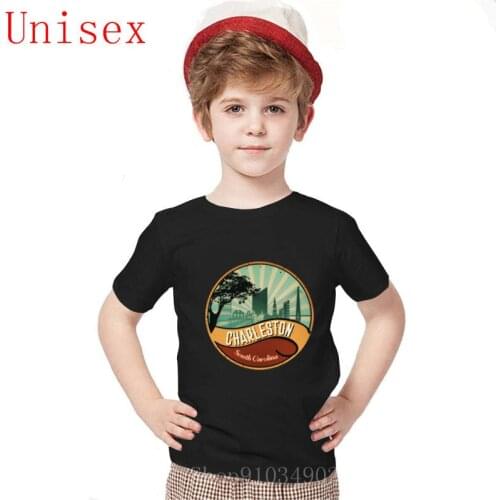 Charleston City Skyline South Carolina Retro Vintage Design 80s Cool Cartoon Symbol Tee Cozy and Breathable kids clothing boys