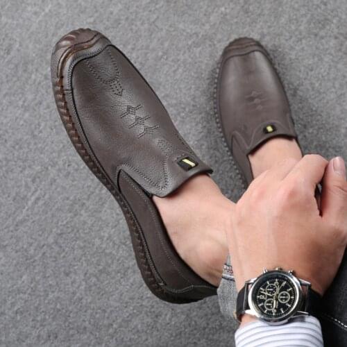 New Summer Casual Slip On Shoes Genuine Leather Men Sneakers Fashion Jogging Outdoor Walking Footwear Flats 2021