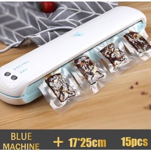 WOMSI Candy Color Vacuum Food Sealing Machine 220V/110V Fully Automatic Single Pump/Double Pump, Including 15Pcs Bags