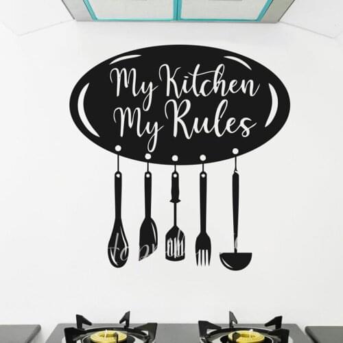 My Kitchen My Rules Wall Decal Kitchen Quotes Decor Vinyl Wall Stickers Mom Gifts Dining Room Decals Removable Waterproof P515
