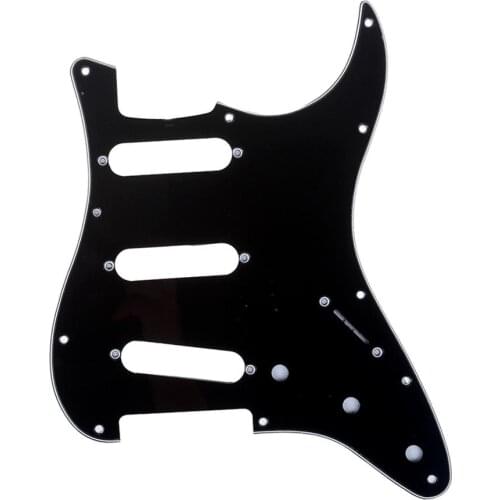 Musiclily Pro 11-Hole 62 Vintage Style SSS Strat Guitar Pickguard for American Stratocaster 62, 3Ply Black